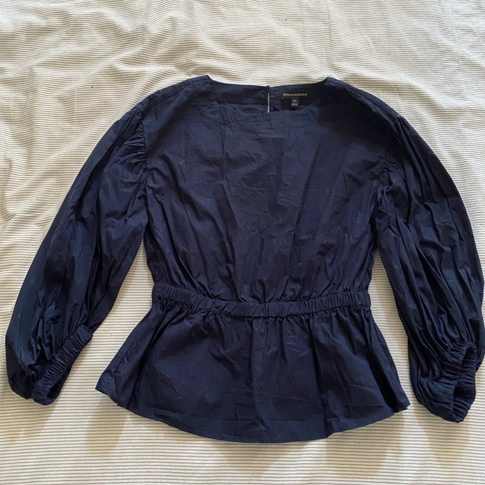 Navy blue long sleeve blouse, size XS